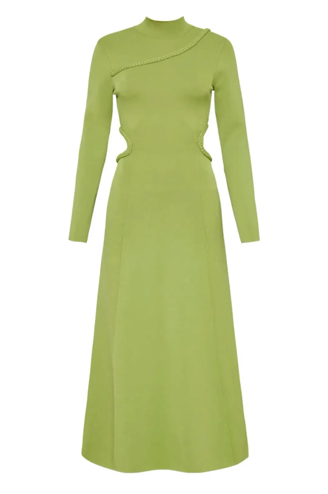 Aje Amelie Braided Cut Out Knit Dress in Olive Green Size M/Au 12 for rent on The Volte - main image