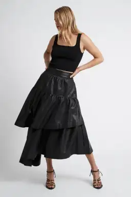 Aje Idyllic Faux Leather Black Skirt Size 12 for rent on The Volte - image 1