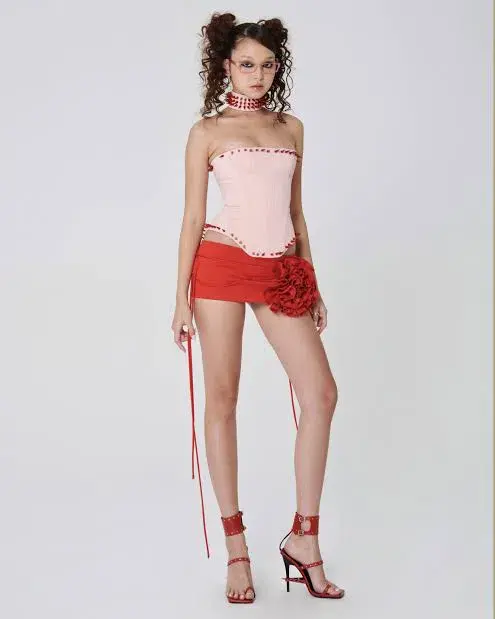 Fanci Club Corset Skirt And Choker Set Pink Size 10 for rent on The Volte - main image