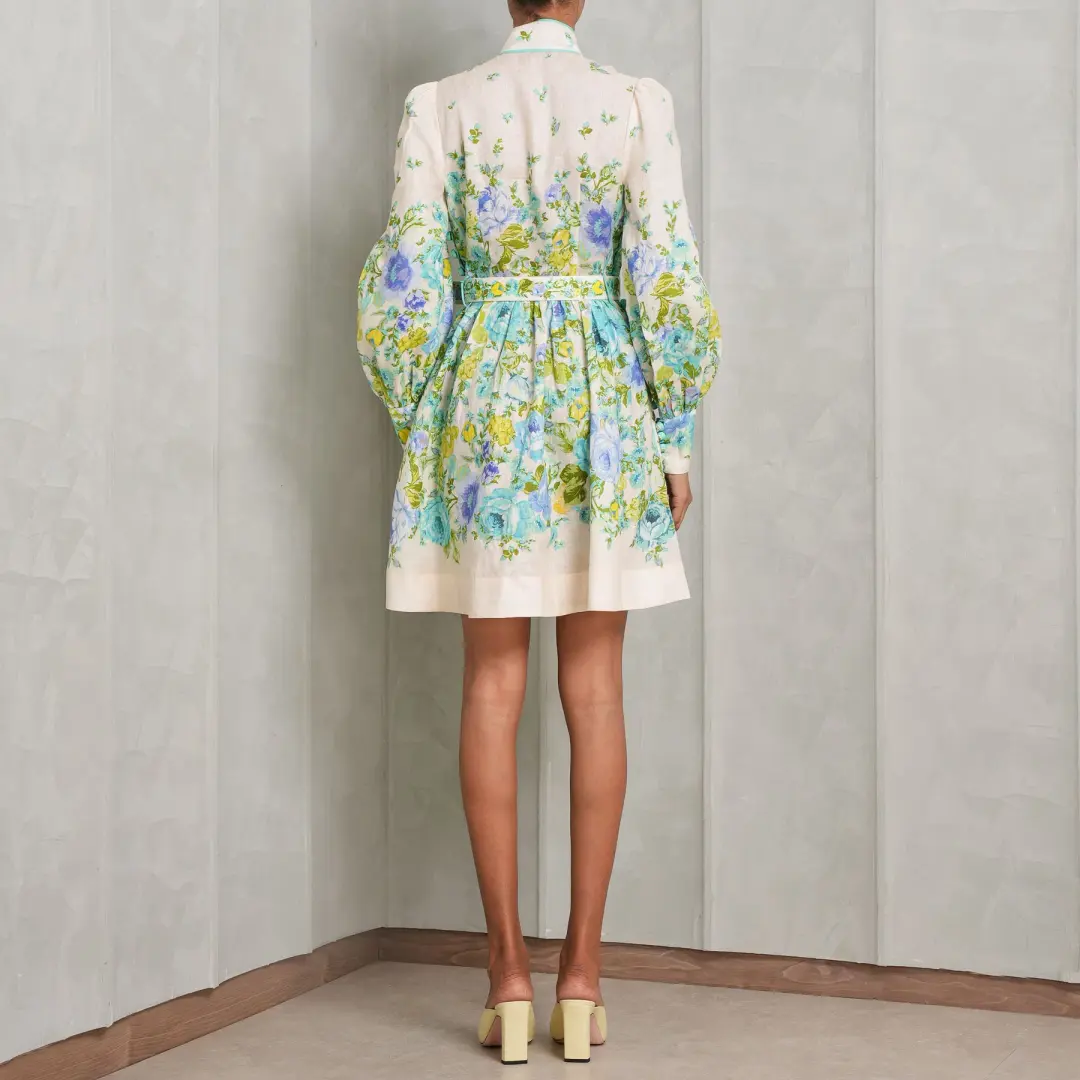 Zimmermann Raie Buttoned Mini Dress Floral Size 4/Au 14 for rent on The Volte - main image
