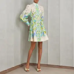 Zimmermann Raie Buttoned Mini Dress Floral Size 4/Au 14 for rent on The Volte - image 1