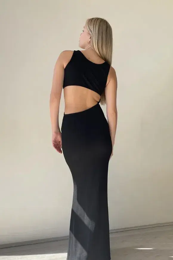 Christopher Esber Disconnect S Buckle Split Dress Black Size 6 for rent on The Volte - main image
