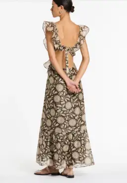 SIR THE LABEL XANITA FRILL MIDI BROWN (Size 2) for rent on The Volte - image 2