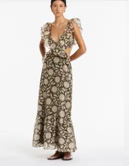 SIR THE LABEL XANITA FRILL MIDI BROWN (Size 2) for rent on The Volte - image 1