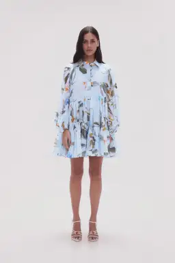 Aje Georgia Smock Mini Dress Print Size AU 8