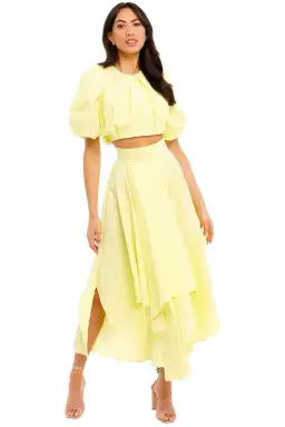 Ginger & Smart Euphoria Top and Euphoria Skirt Set Citron Yellow Size AU 12