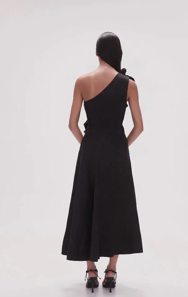 Aje Adelia Ruffle Midi Dress Black Size 12 for rent on The Volte - main image