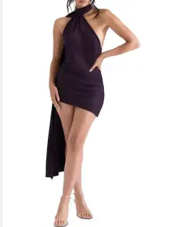 House of CB Aida Asymmetric Wrap Neck Dress Night Shade Size 8 for rent on The Volte - image 1