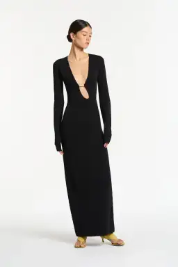 Sir the Label Kinetic Beaded Long Sleeve Maxi Dress Black Size 8