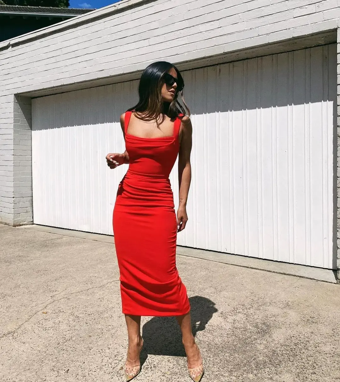 Effie Kats Marbella Dress Cherry Red Size 10 for rent on The Volte - main image