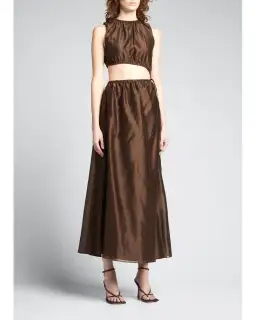 Sir The Label Anje Cut Out Dress Chcolate Size 0 / Au 6