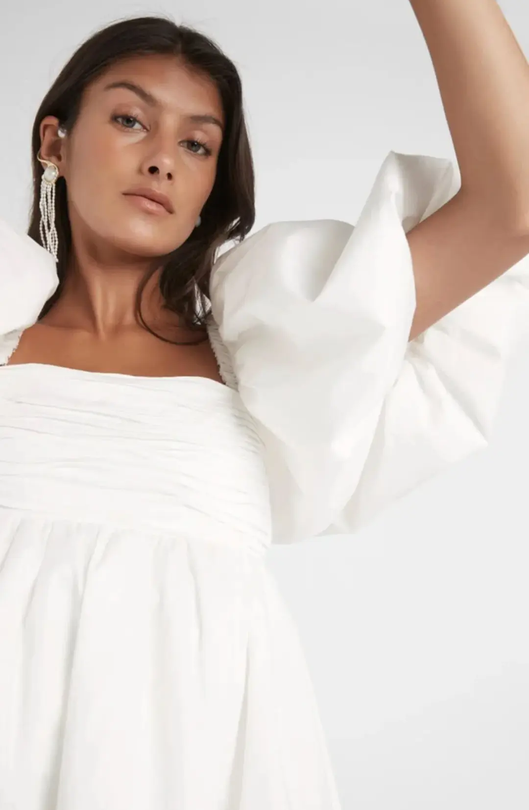 Aje Casabianca Puff Sleeve Dress White Size 4 for rent on The Volte - main image