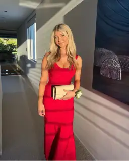 Herve Leger Fluted Gown Red Size XS/Au 6 for rent on The Volte - image 1