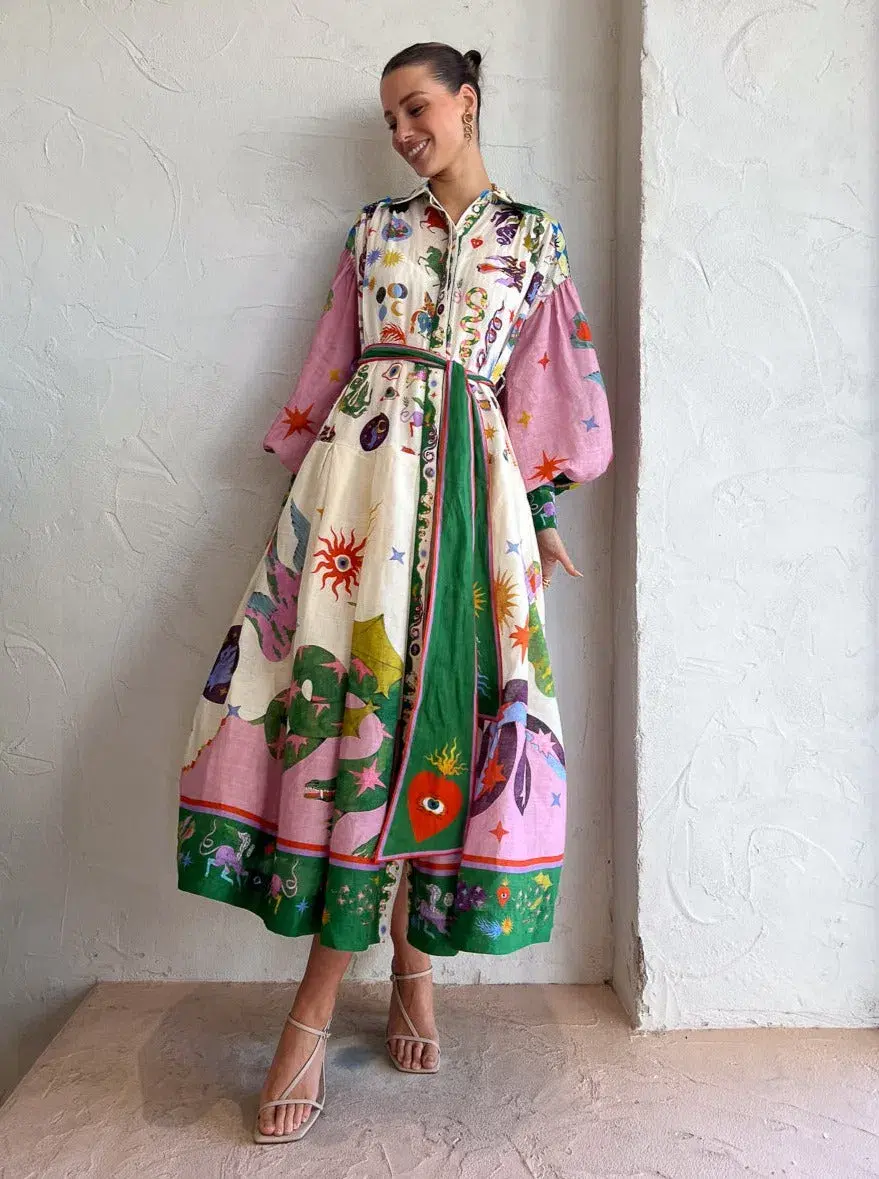 Alemais Seeker Shirtdress Multi Print Size 10 for rent on The Volte - main image