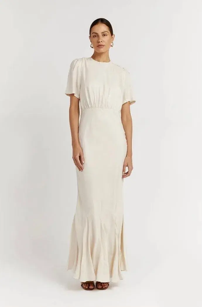 Dissh Campbell Oyster Midi Dress Cream Size 8 for rent on The Volte - main image