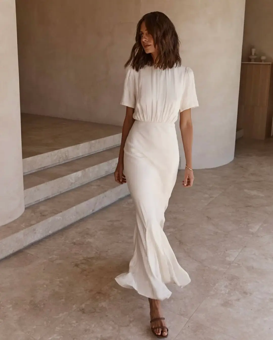 Dissh Campbell Oyster Midi Dress Cream Size 8 for rent on The Volte - main image