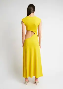 Christopher Esber Quartz Disconnect Torso Cap Sleeve Dress Yellow Size 10 for rent on The Volte - image 4