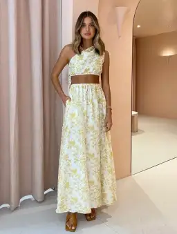 Sir the Label Clementine One Shoulder Top and Maxi Skirt Set Ivory Clementine Size 8