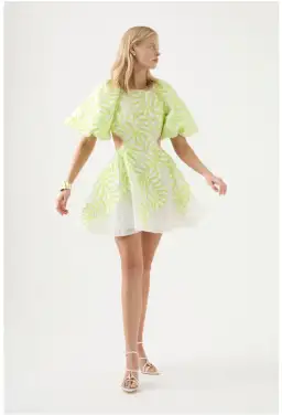 Aje Botanical Applique Mini Dress Ivory/Citrus Yellow Size XXS / AU 4 for rent on The Volte - image 1