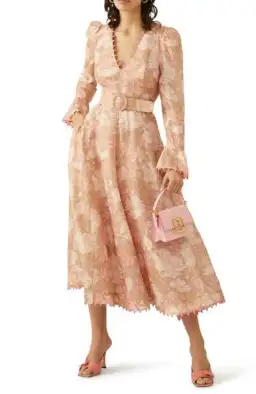 Zimmermann Kaleidoscope Belted Embellished Linen And Silk Blend Midi Dress Floral Size 2 / AU 12 for rent on The Volte - image 2