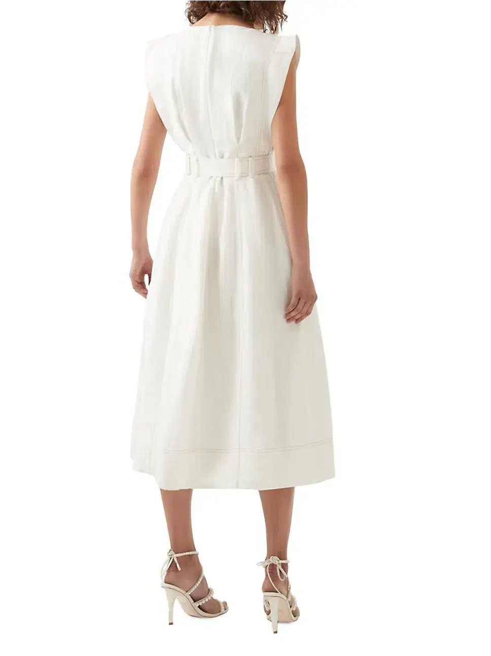 Aje Beacon Structured Midi Dress Cream Size 10 for rent on The Volte - main image