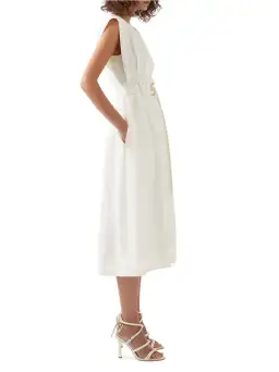 Aje Beacon Structured Midi Dress Cream Size 10 for rent on The Volte - image 3