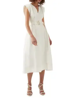 Aje Beacon Structured Midi Dress Cream Size 10 for rent on The Volte - image 1