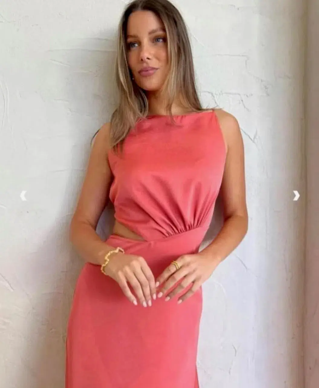 One Fell Swoop Essence Maxi Dress Grapefruit Size 12 for rent on The Volte - main image