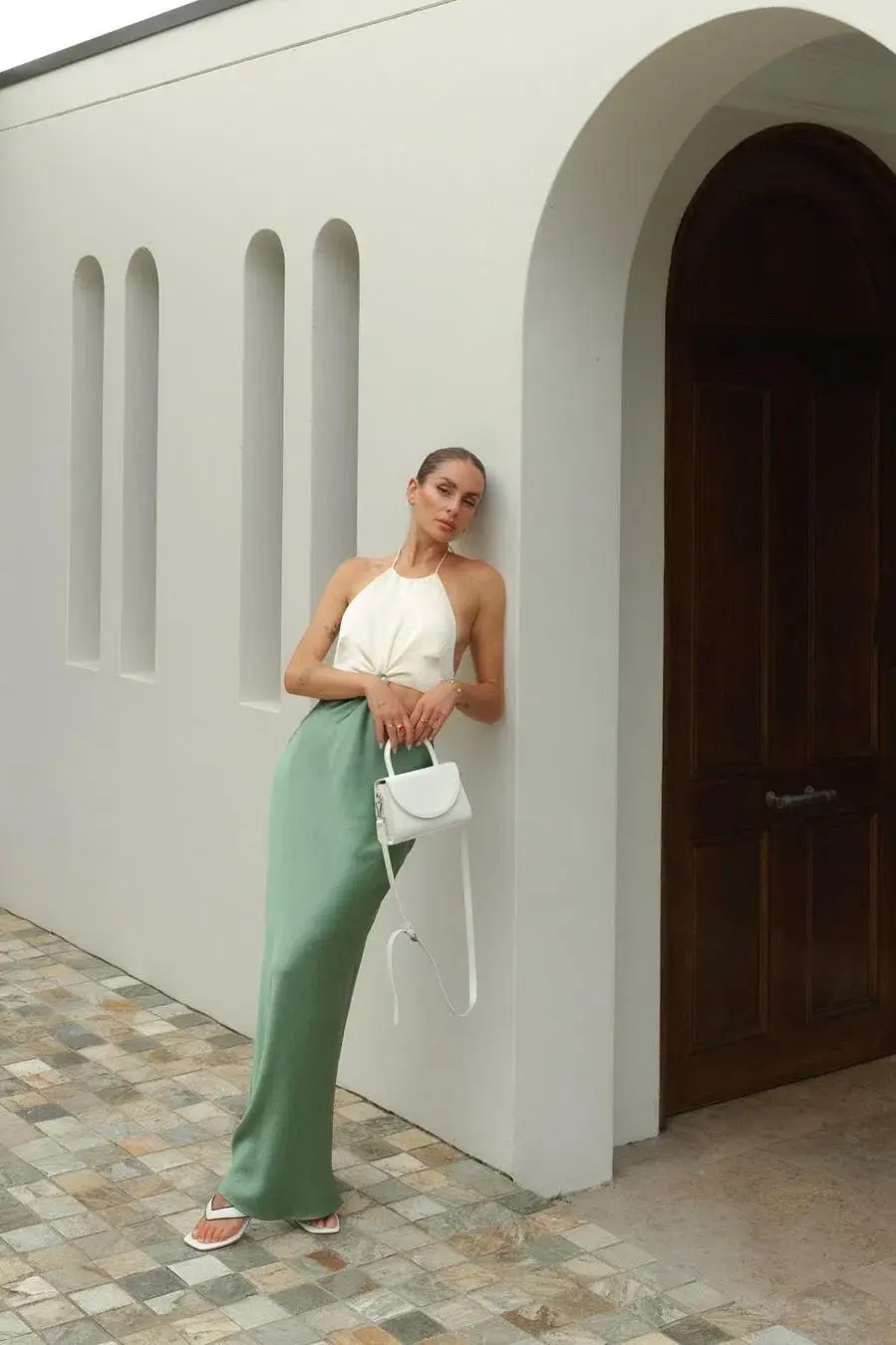 Bec & Bridge Carrie Halter Maxi Dress Multi Green Size 10 for rent on The Volte - main image