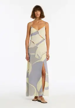 Sir the label Adrianna Buttoned Slip Dress Blue Multi Size 6 for rent on The Volte - image 2