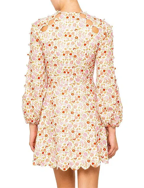 Zimmermann Goldie Scallop Short Dress Floral Size 1 / AU 10 for rent on The Volte - main image