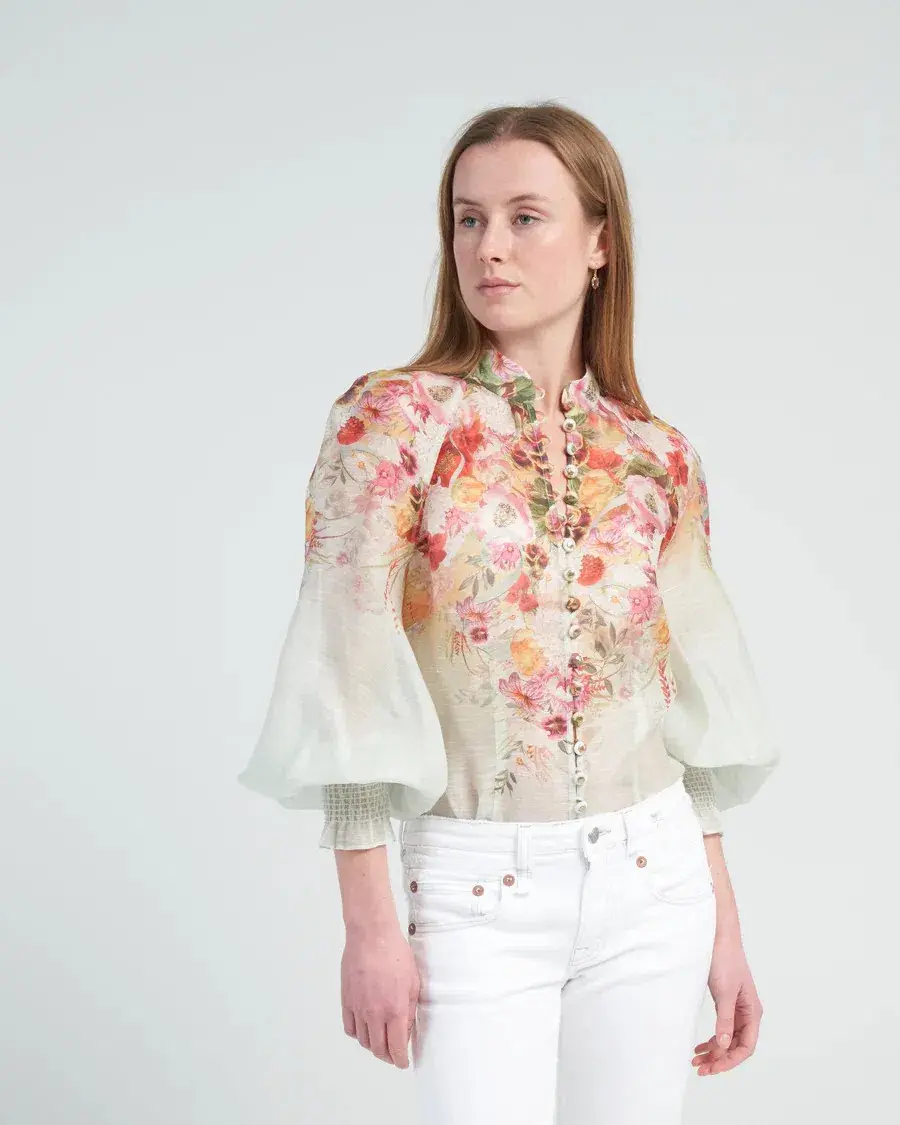 Zimmermann Wonderland Long Sleeve Blouse Floral Size 1 / AU 10 for rent on The Volte - main image