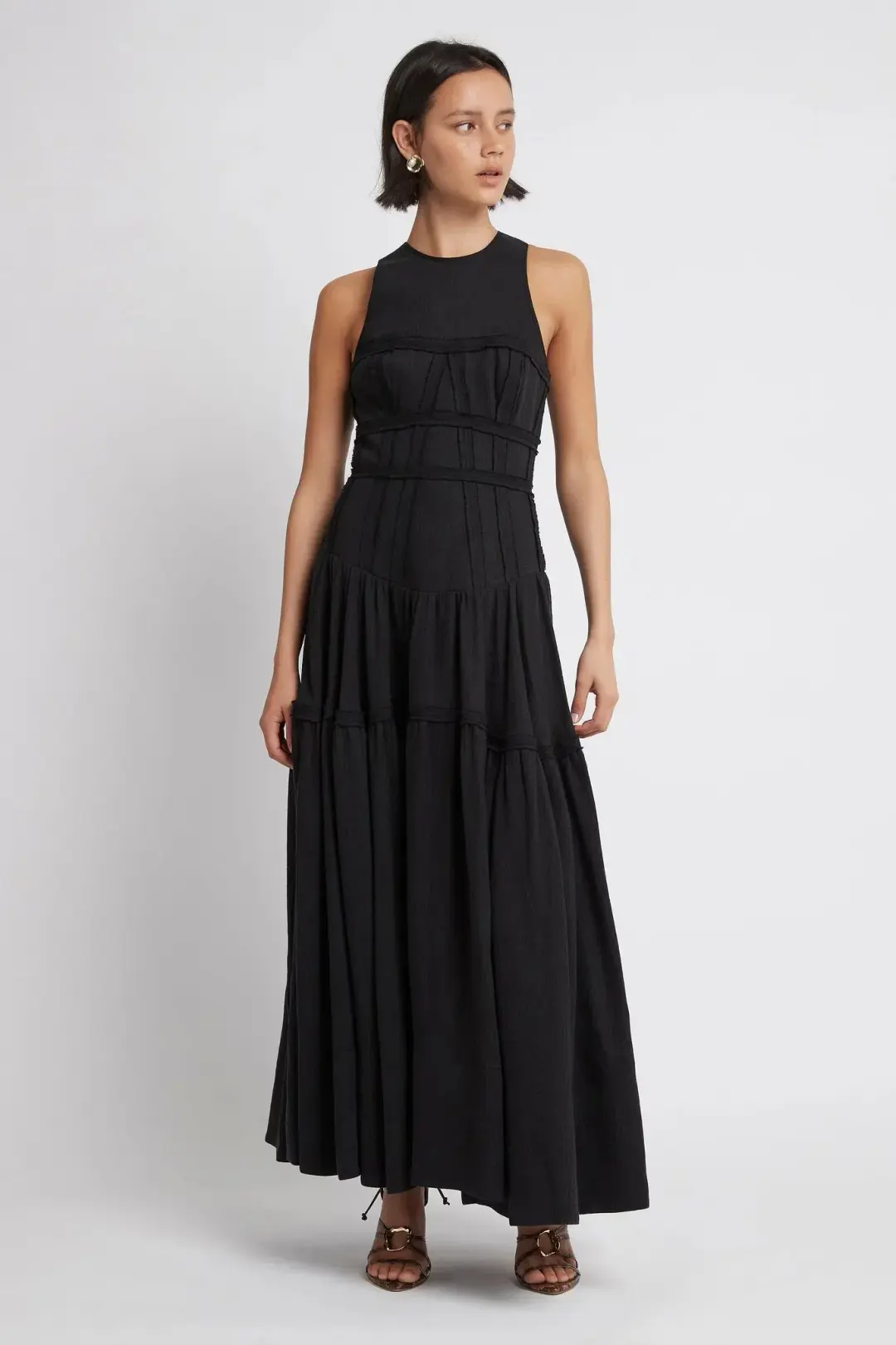 Aje Tidal Corset Midi Dress Black Size AU 6 for rent on The Volte - main image