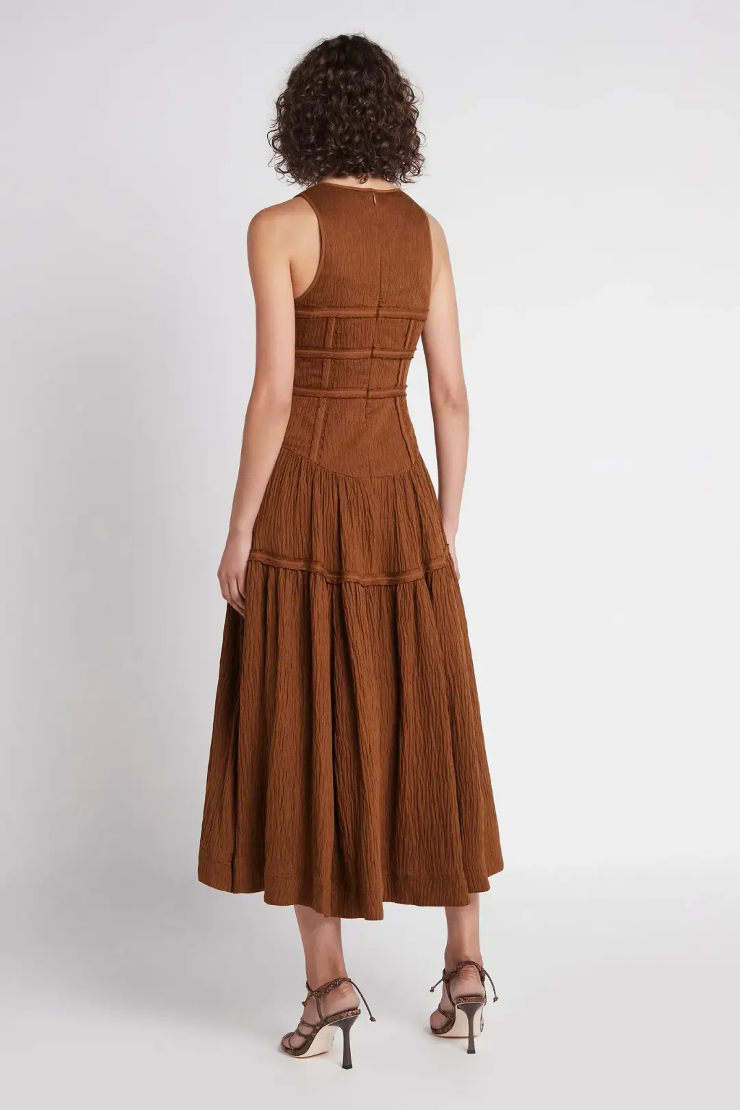 Aje Tidal Corset Midi Dress Coffee Size AU 8 for rent on The Volte - main image