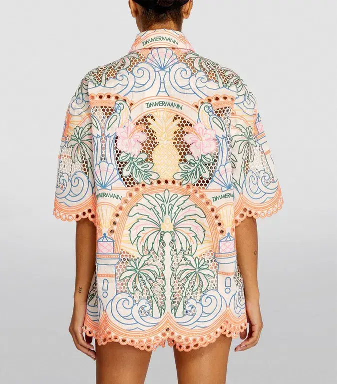 Zimmermann Ginger Tropical Shirt Multi Size 0P / AU 6 for rent on The Volte - main image
