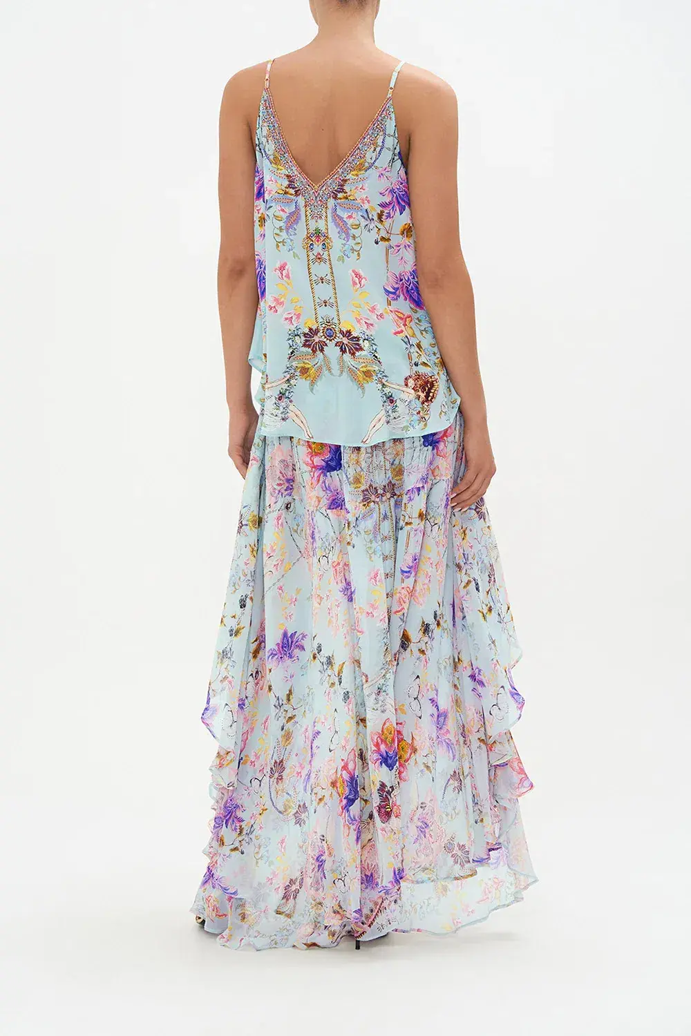 Camilla Button Front V Neck Cami Love Web Print Size AU 8 for rent on The Volte - main image