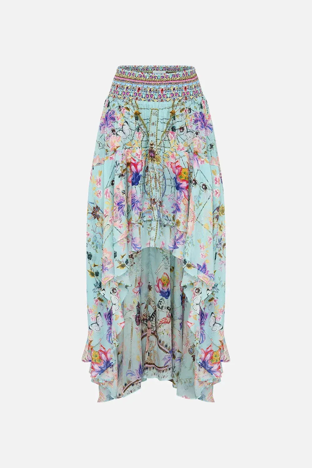 Camilla Double Layer Hem Skirt Love Web Print Size AU 8 for rent on The Volte - main image