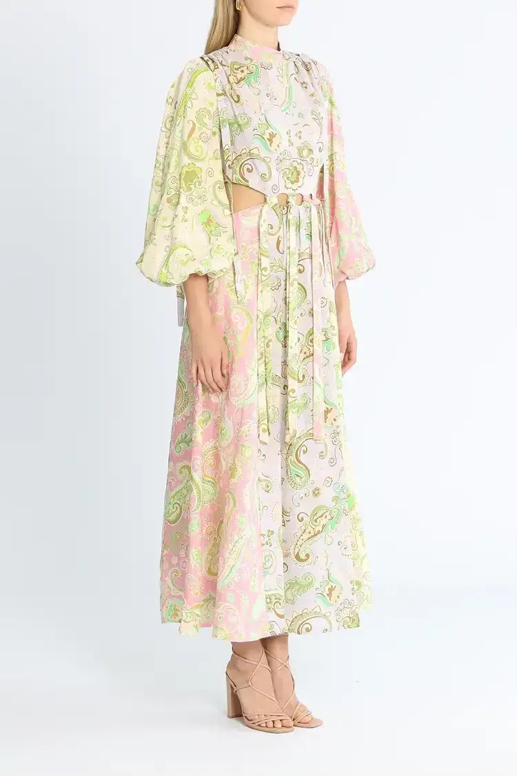 Alemais Marta Cutout Midi Dress Multi Print size 12 - Image 2