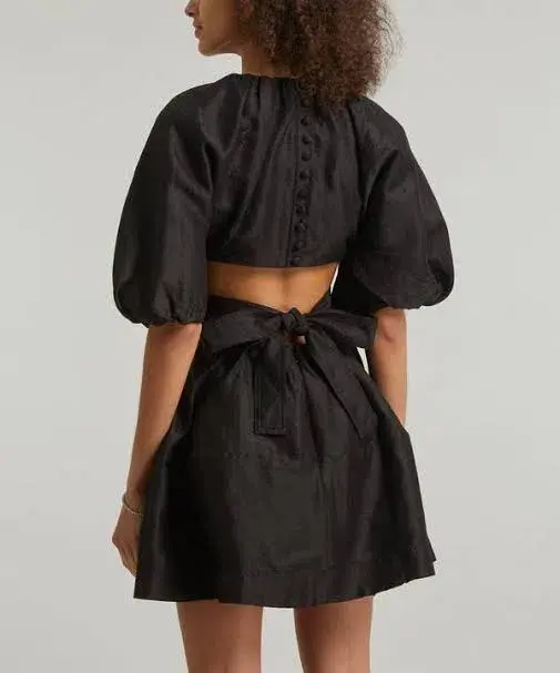 Aje Mimosa Cut Out Mini Dress Black Size AU 10 for rent on The Volte - main image