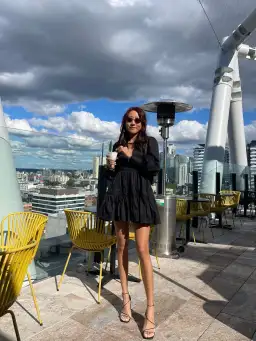 AJE Fallingwater Gathered Mini Dress Black Size 6 for rent on The Volte - image 4