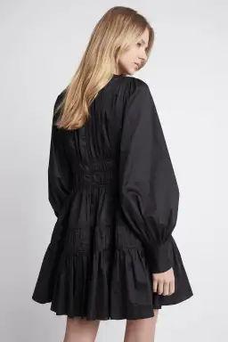 AJE Fallingwater Gathered Mini Dress Black Size 6 for rent on The Volte - image 3