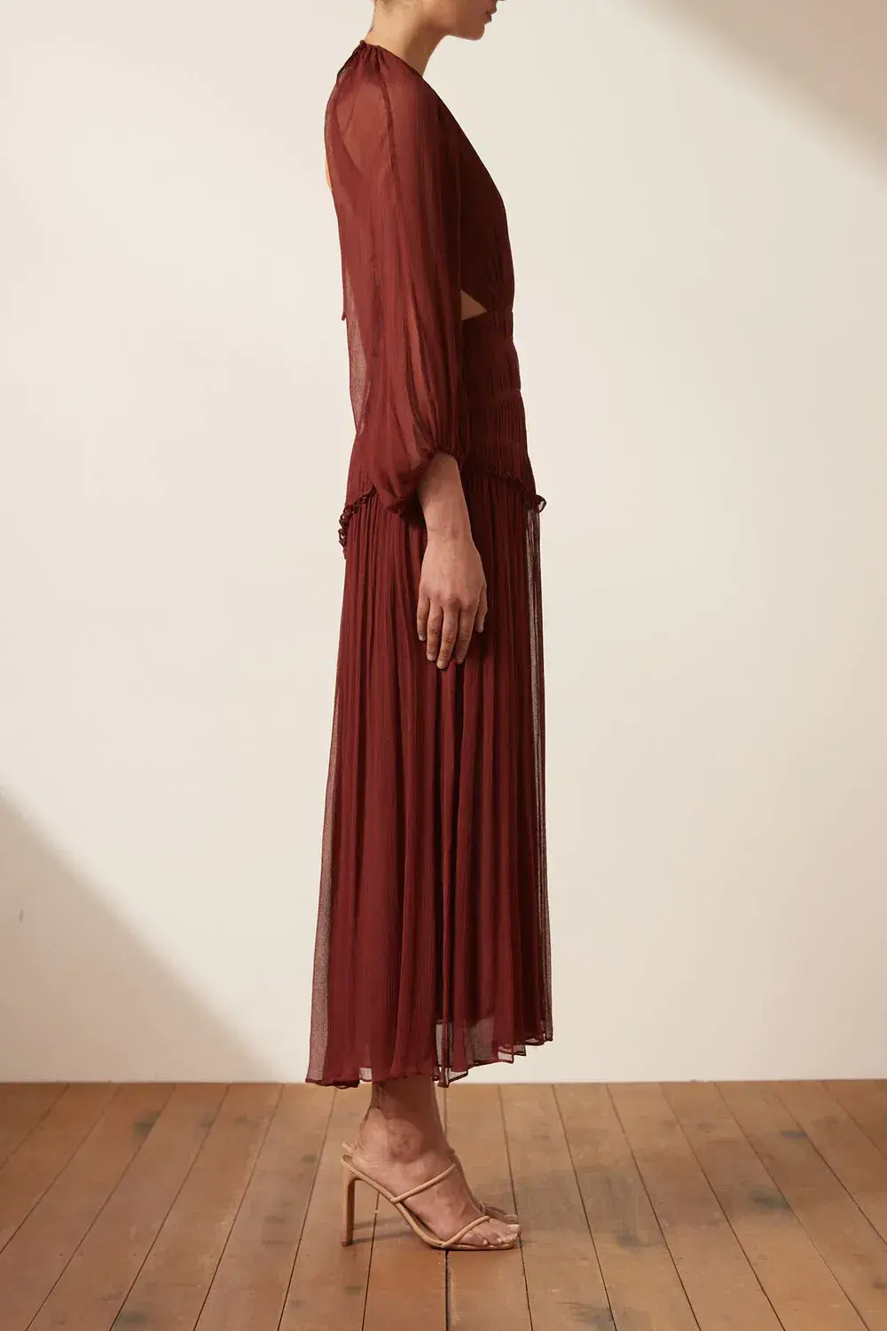 Shona Joy Safira Cut Out Backless Midi Dress in Sangria Size 14 for rent on The Volte - main image