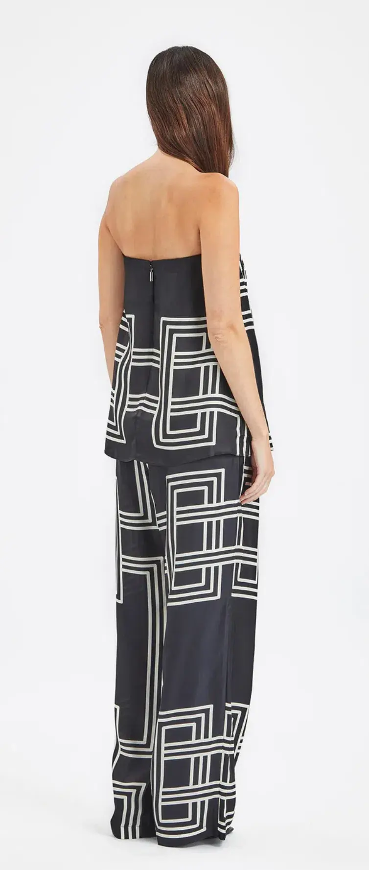 Ginger & Smart Walk the Line Strapless Top Black/Print Size 8 for rent on The Volte - main image
