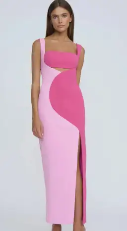 By Johnny Caterina Two Tone Curve Midi Dress Pink Size 10 for rent on The Volte - image 5