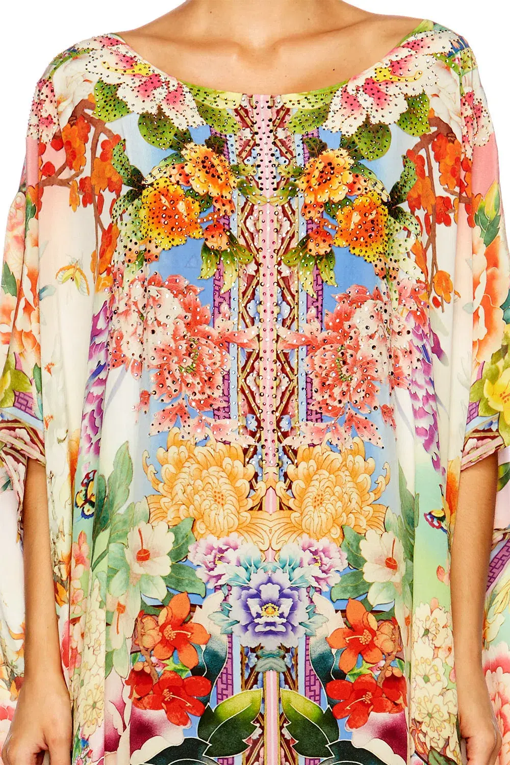 Camilla Flower Hour Round Neck Kaftan One Size for rent on The Volte - main image