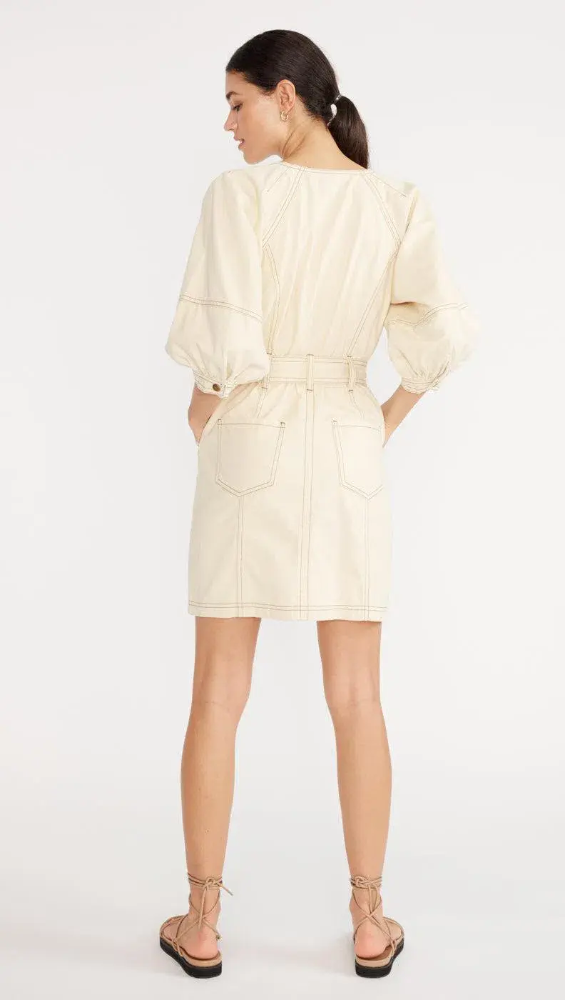 Staple the Label Aston Denim Dress Cream Size 8 for rent on The Volte - main image