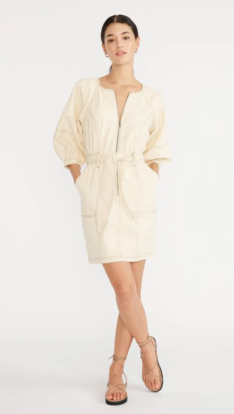Staple the Label Aston Denim Dress Cream Size 8 for rent on The Volte - main image