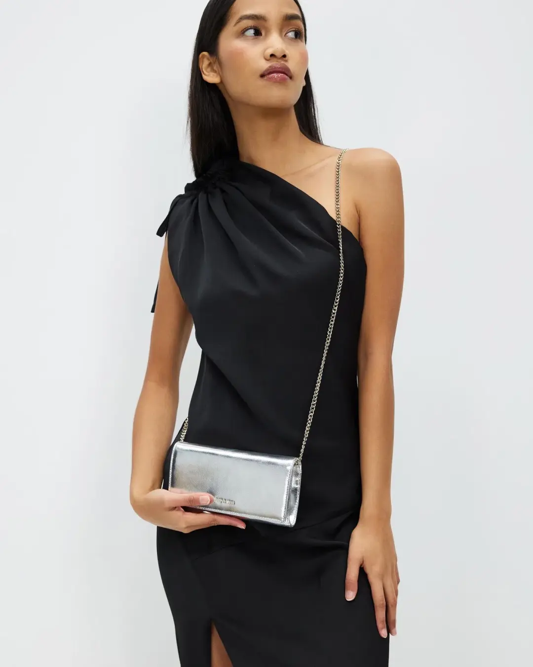 Ted Baker Liberta Metallic Purse on Chain Silver for rent on The Volte - main image