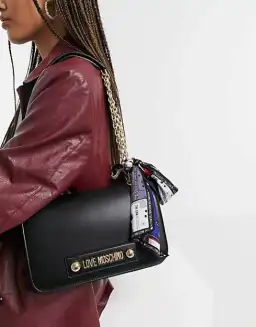 Love Moschino Logo Printed Crossbody With Scarf Bag Black for rent on The Volte - image 1