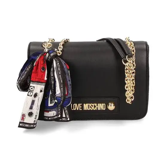 Love Moschino Logo Printed Crossbody With Scarf Bag Black for rent on The Volte - main image